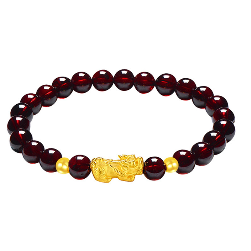 Gold Pixiu Red Agate Bracelet | Wealth & Protection Energy Bracelet