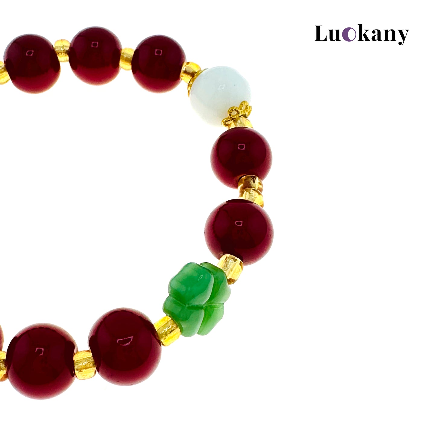 Red Jade Four-Leaf Clover Lucky Angel Bracelet