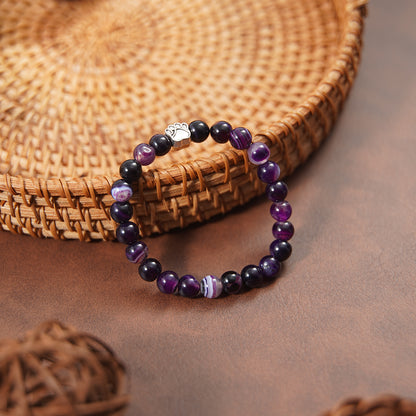 Dream Amethyst Bracelet with Dog/Cat Footprint Paw Charm