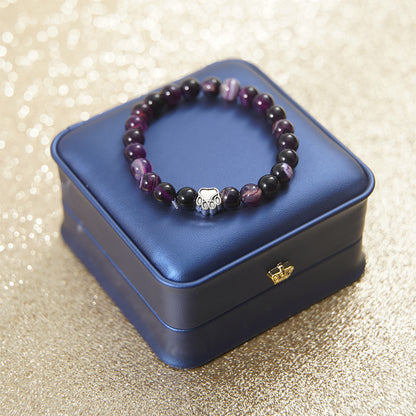 Dream Amethyst Bracelet with Dog/Cat Footprint Paw Charm