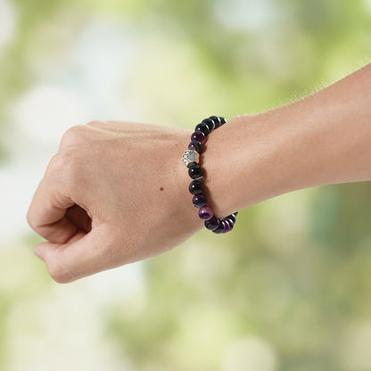 Dream Amethyst Bracelet with Dog/Cat Footprint Paw Charm