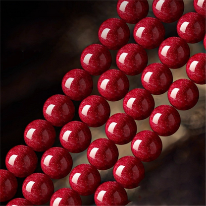 Lucky Red Cinnabar Bracelet with Gold Horse Charm – Feng Shui Protection & Prosperity Beaded Bracelet (8mm)