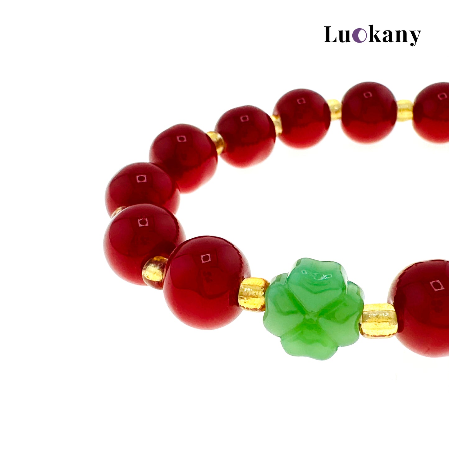 Red Jade Four-Leaf Clover Lucky Angel Bracelet