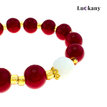 Red Jade Four-Leaf Clover Lucky Angel Bracelet