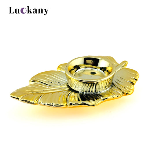 Chrysos Leaf•Golden Leaf Boat Crystal Stand"