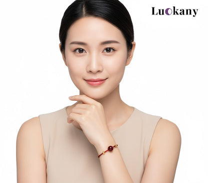 Little Red String with Cinnabar Lotus Bracelet for Success