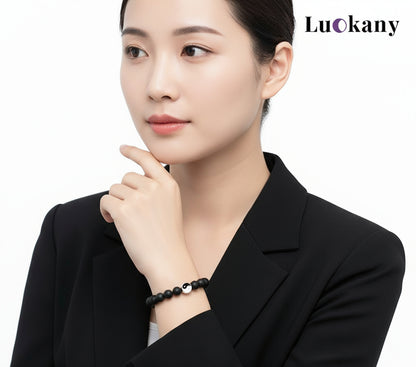 Tai Chi Yin Yang Feng Shui Black Turquoise Luck Bracelet