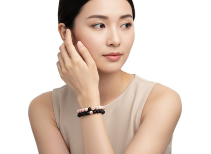 Natural Stone Mix Bracelets - Matte Onyx & Red Jasper